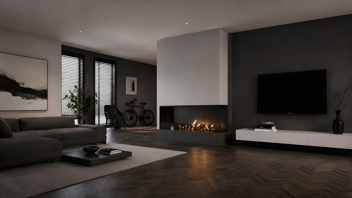 Wild Flame Base bio-ethanol inbouw hoekhaard rechts 140 cm – detailfoto