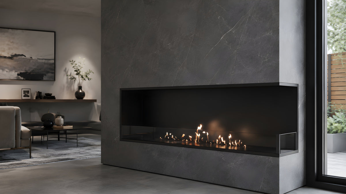Wild Flame Base bio-ethanol inbouw hoekhaard rechts 150 cm – sfeerfoto