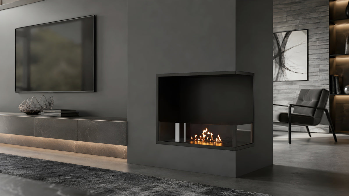 Wild Flame Base bio-ethanol inbouw hoekhaard rechts 60 cm – sfeerfoto