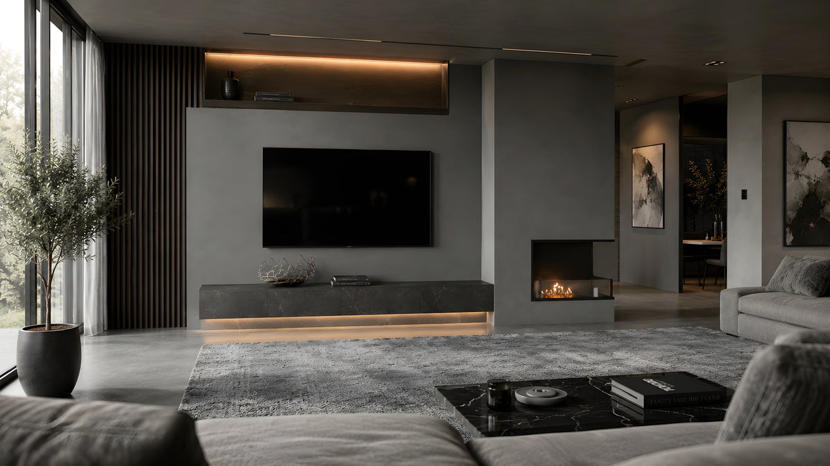 Wild Flame Base bio-ethanol inbouw hoekhaard rechts 60 cm – sfeerfoto
