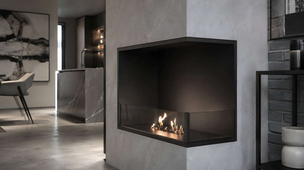 Wild Flame Base bio-ethanol inbouw hoekhaard rechts 70 cm – sfeerfoto