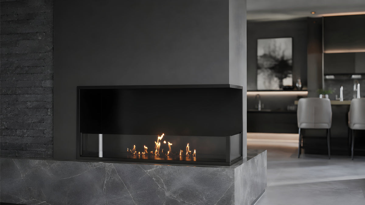 Wild Flame Base bio-ethanol inbouw hoekhaard rechts 90 cm – sfeerfoto
