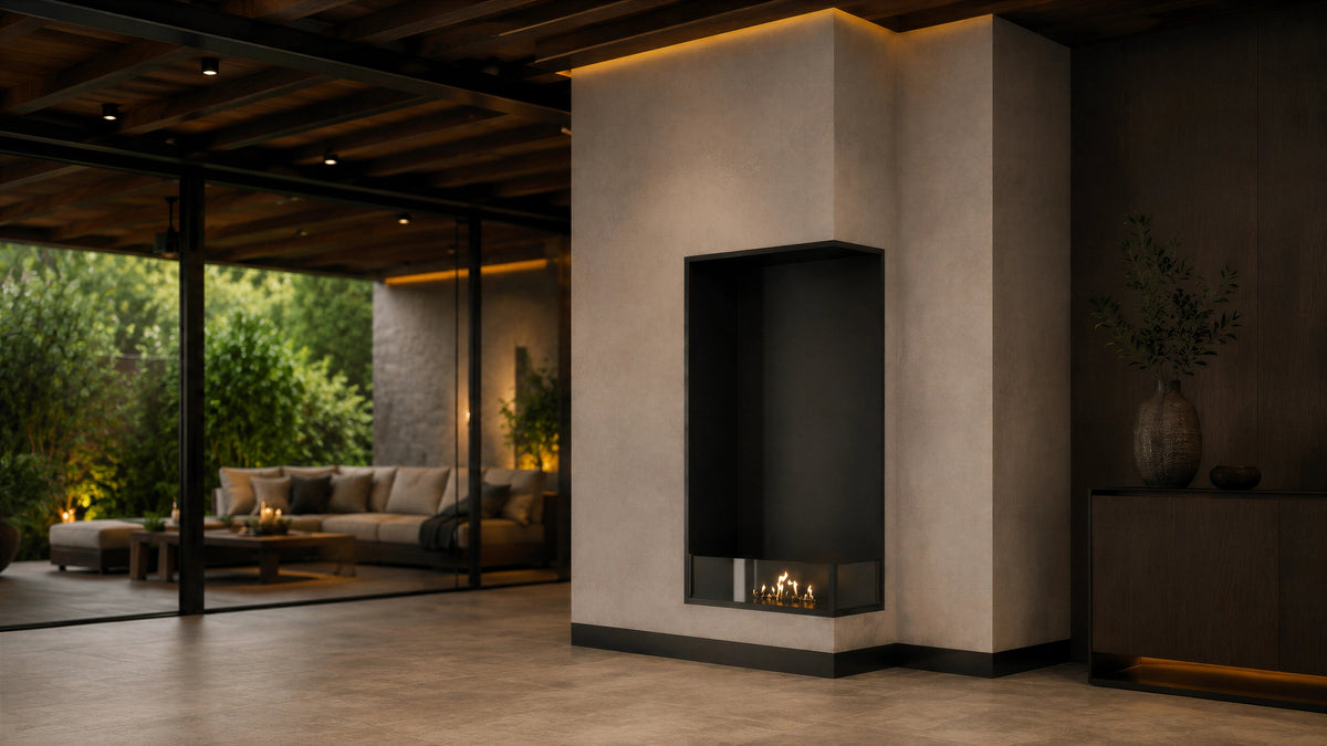 Wild Flame Base verticale bio-ethanol inbouw hoekhaard rechts 60 x 120 cm – detailfoto