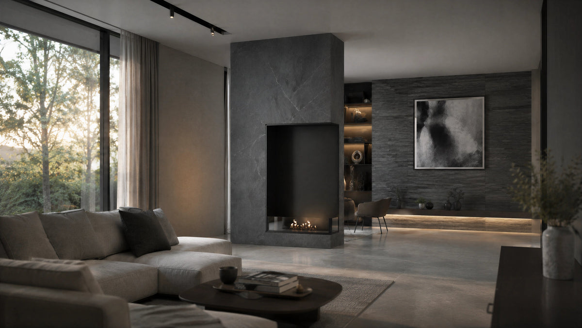 Wild Flame Base verticale bio-ethanol inbouw hoekhaard rechts 80 x 100 cm – detailfoto