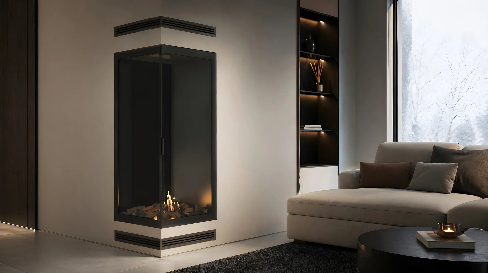 Base Vertical Corner Left Full Glass 80 x 140 cm