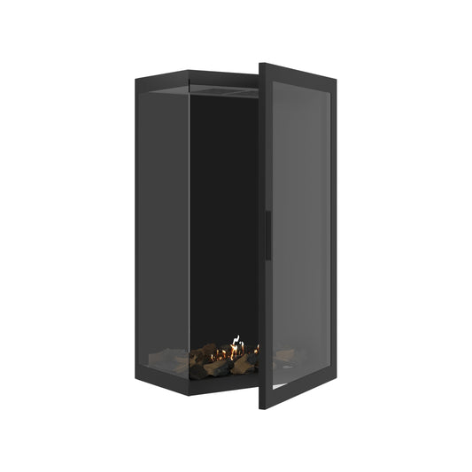 Wild Flame Base Bio-ethanol Verticale Inbouw Hoekhaard Links – Volledig Glas – 60 x 120 cm – productfoto
