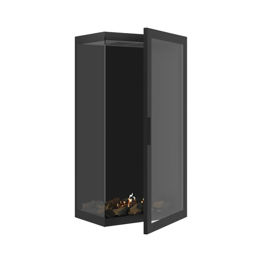 Wild Flame Base Bio-ethanol Verticale Inbouw Hoekhaard Links – Volledig Glas – 60 x 140 cm – productfoto