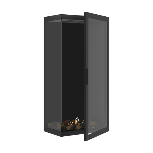Wild Flame Base Bio-ethanol Verticale Inbouw Hoekhaard Links – Volledig Glas – 60 x 160 cm – productfoto