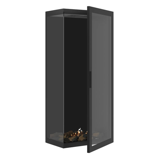 Wild Flame Base Bio-ethanol Verticale Hoek Inbouwhaard Links – Volledig Glas – 60 x 180 cm – productfoto