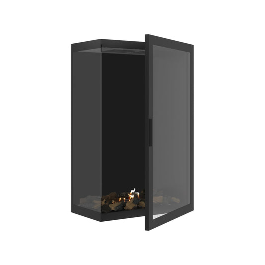 Wild Flame Base Bio-ethanol Verticale Inbouw Hoekhaard Links – Volledig Glas – 70 x 120 cm – productfoto