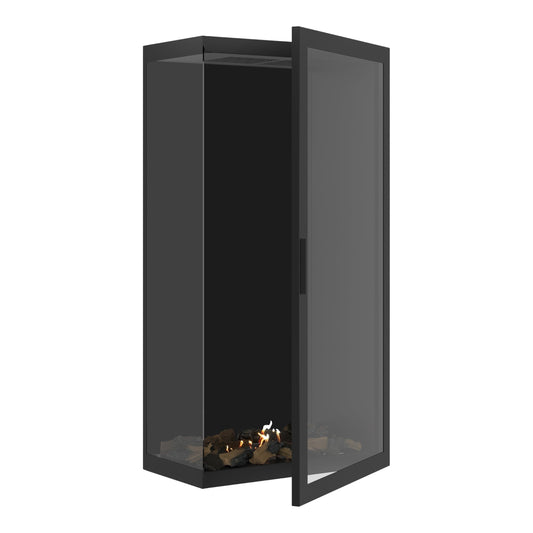 Wild Flame Base Bio-ethanol Verticale Hoek Inbouwhaard Links – Volledig Glas – 70 x 180 cm – productfoto