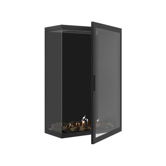 Wild Flame Base Verticale Bio-ethanol Inbouwhoekhaard Links – Volledig Glas – 80 x 120 cm – productfoto