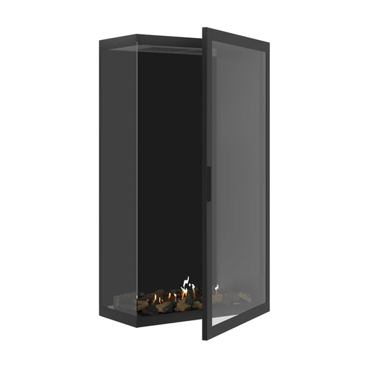 Wild Flame Bio-ethanol Verticale Hoek Inbouwhaard Base Links – Volledig Glas – 80 x 160 cm – productfoto