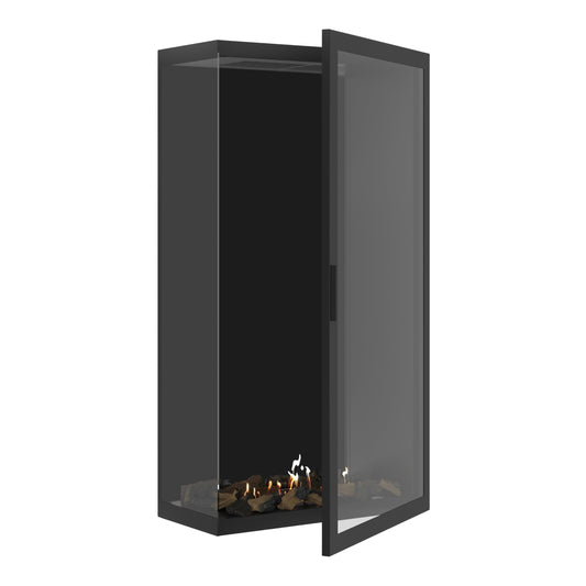 Wild Flame Bio-ethanol Verticale Inbouw Hoekhaard Base Links – Volledig Glas – 80 x 180 cm – productfoto