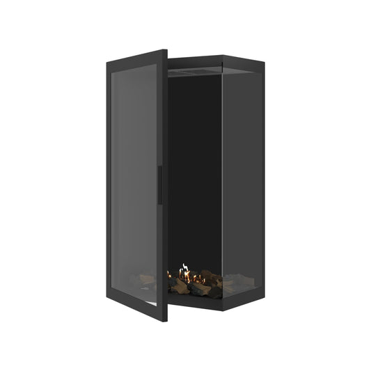 Wild Flame Base Bio-ethanol Verticale Inbouw Hoekhaard Rechts – Volledig Glas – 60 x 120 cm – productfoto