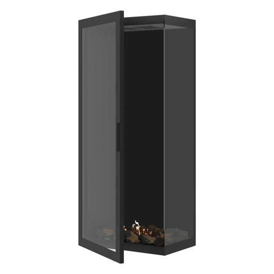 Wild Flame Base Bio-ethanol Verticale Inbouw Hoekhaard Rechts – Volledig Glas – 60 x 180 cm – productfoto