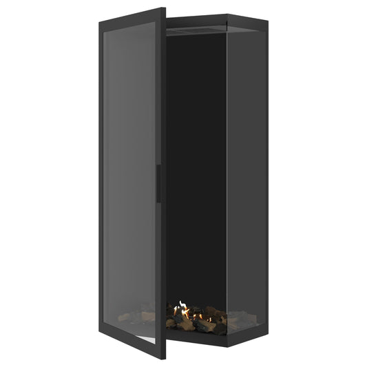 Wild Flame Base Verticale Bio-ethanol Inbouw Hoekhaard Rechts – Volledig Glas – 70 x 200 cm – productfoto