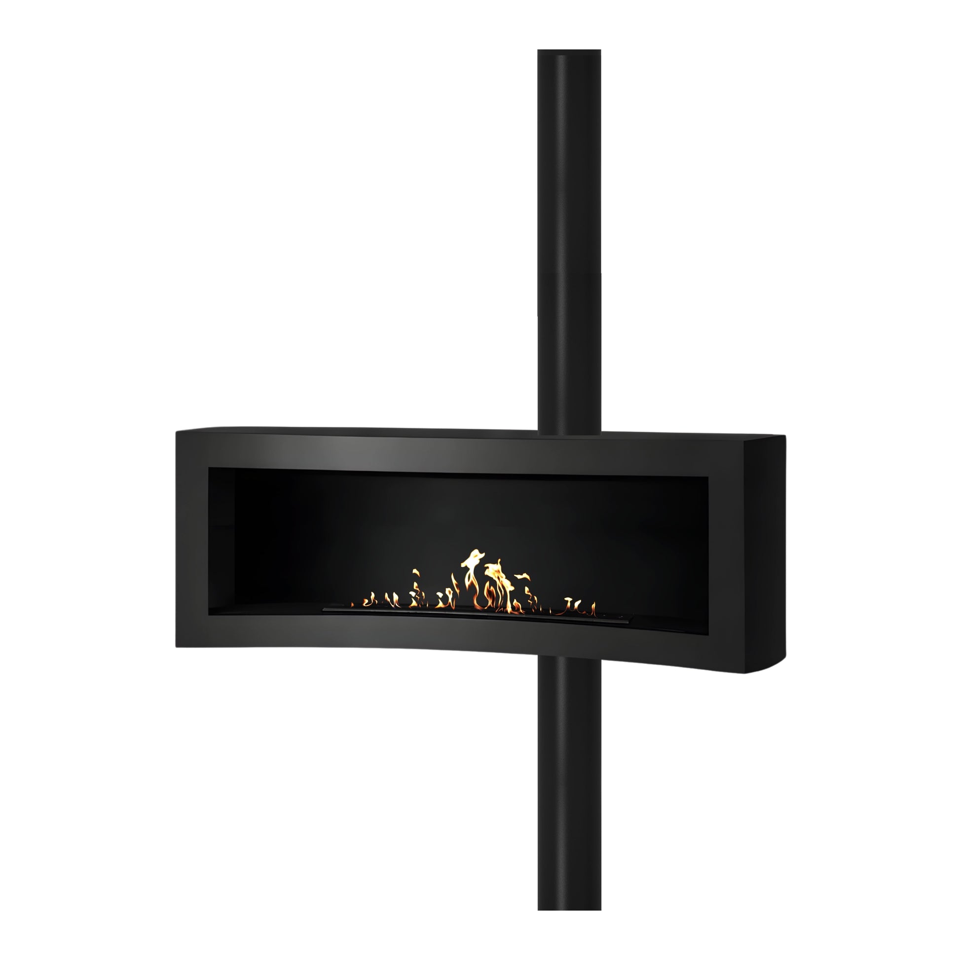 Curve Tube Black Ceiling Fireplace 120 cm