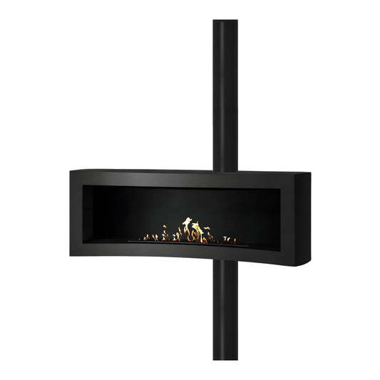 Curve Tube Black Ceiling Fireplace 120 cm