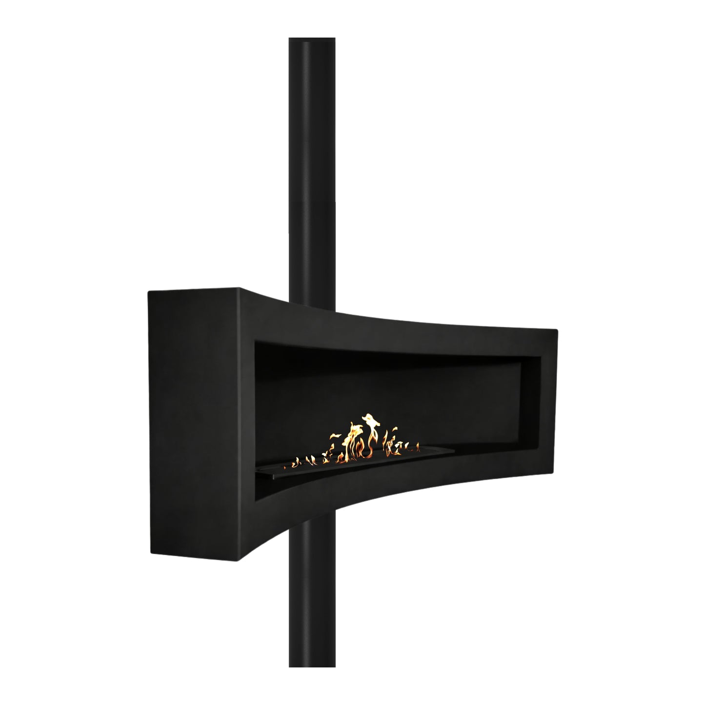 Curve Tube Black Ceiling Fireplace 120 cm