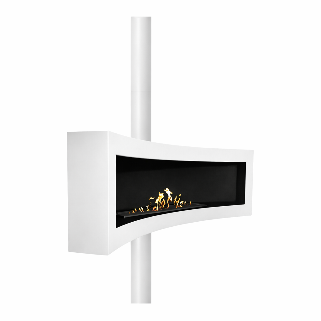 Curve Tube White Ceiling Fireplace 120 cm