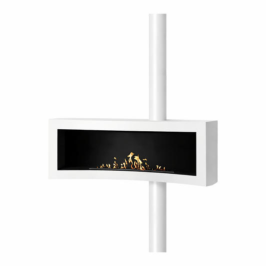 Curve Tube White Ceiling Fireplace 120 cm