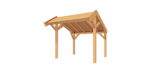 Compacte Douglas houten kapschuur met duurzaam ontwerp, ideaal voor kleine tuinen.
