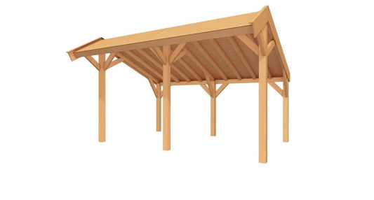 Douglas kapschuur 500x300 cm zonder wanden – open bouwpakket van YARD Outdoor