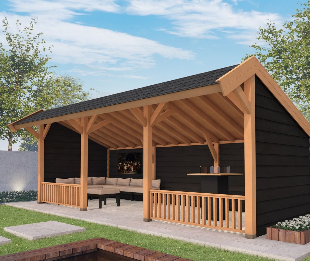 Douglas Kapschuur met Berging op Maat – Luxe Buitenverblijf met Pannendak