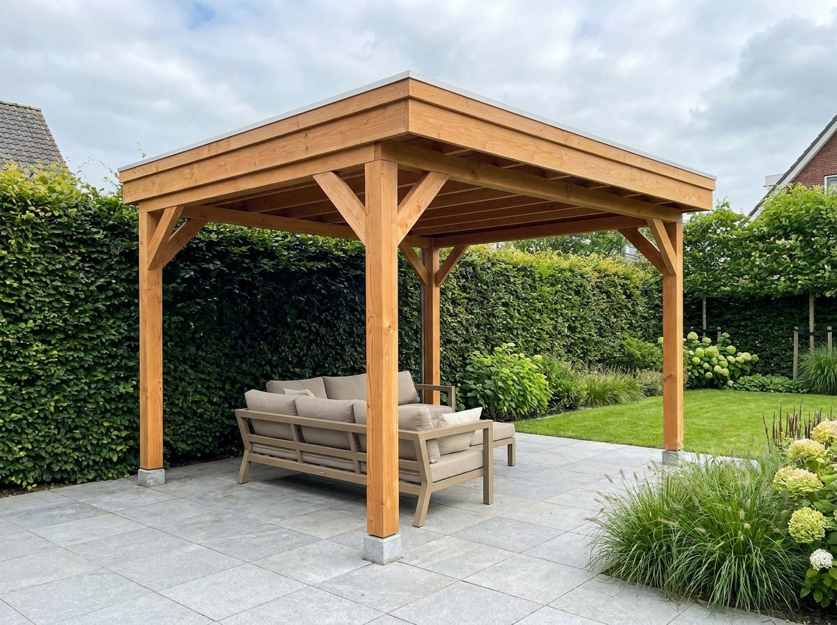 Douglas Houten Overkapping DHZ Easyline YARD Outdoor Plat Dak 400 x 300 cm