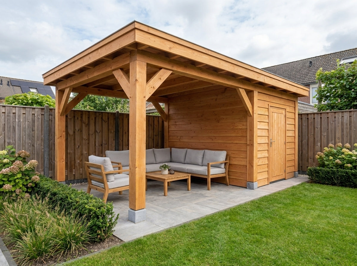 Douglas Houten Overkapping met Schuur | Sublime YARD Outdoor | 600 x 300 – 600x300cm