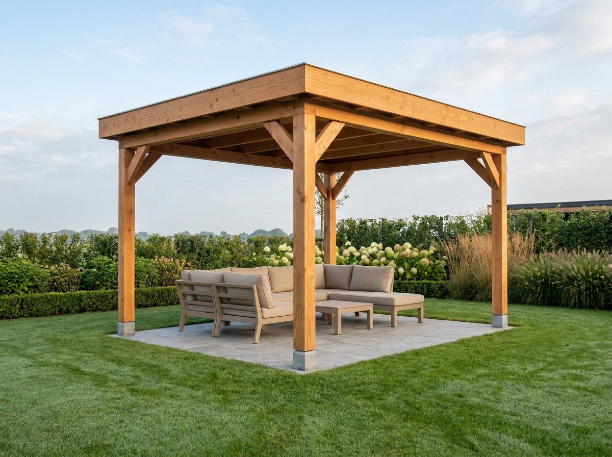 Douglas houten overkapping plat dak Grandiose YARD Outdoor 400x270