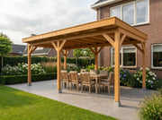 Douglas houten overkapping plat dak Grandiose YARD Outdoor 600x270