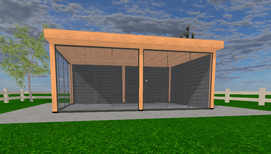 Douglas Overkapping 600x400 met Glazen Schuifwanden | Sublime YARD Outdoor - Chique Buiten Leven - YARD Outdoor - vrijstaande Douglas overkapping