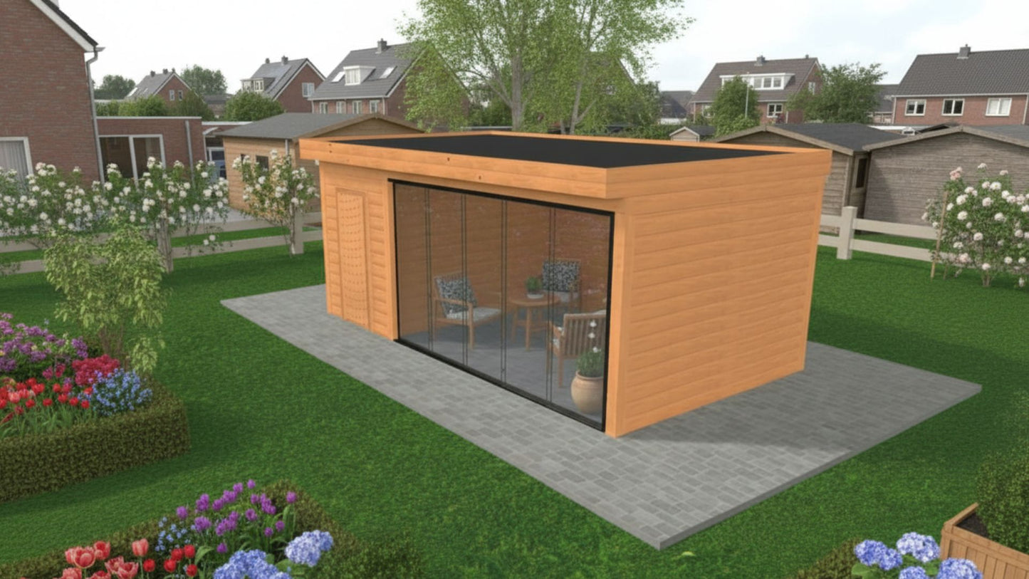 Douglas Overkapping Plat Dak Bouwpakket – Op Maat Gemaakt | 620x325 cm