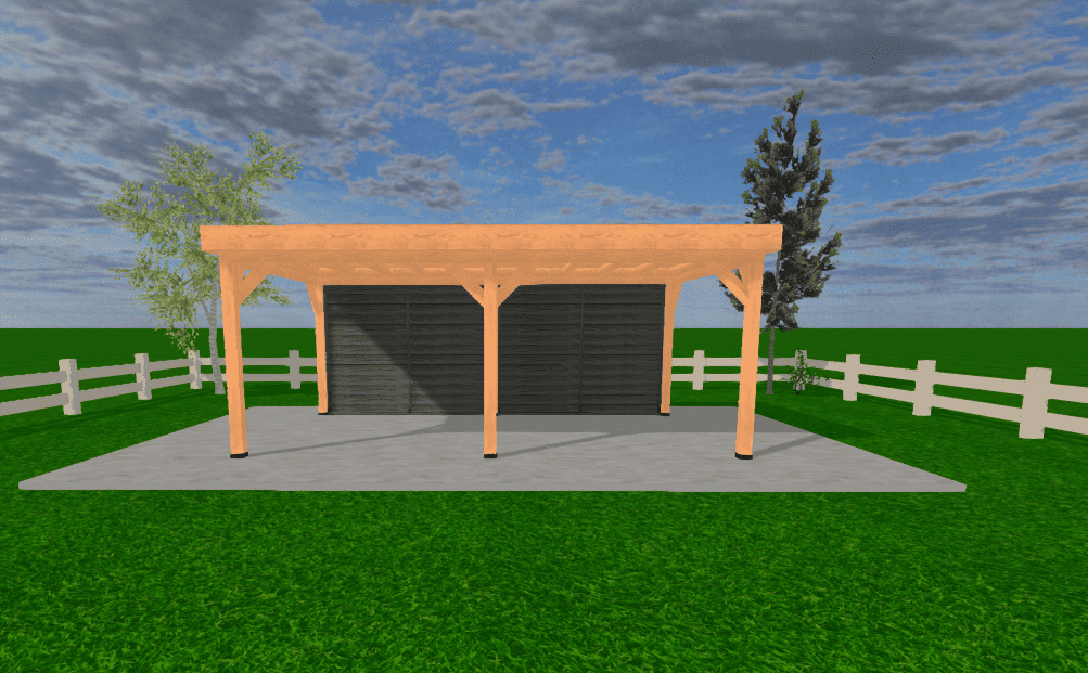 Douglas houten overkapping 600x400 cm – Sublime met zwarte achterwand