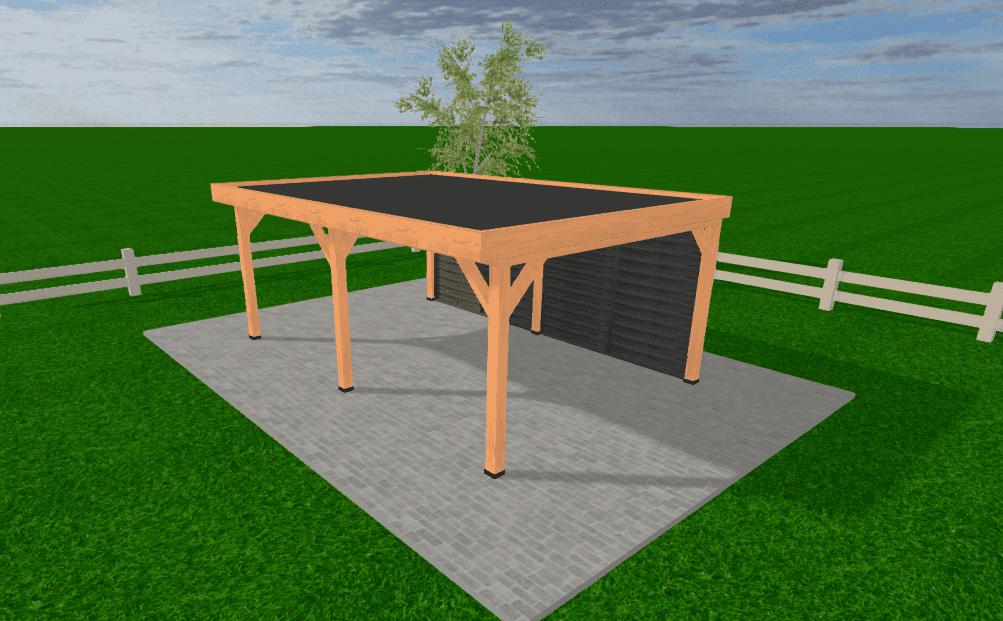 Douglas houten overkapping 600x400 cm – Sublime met zwarte achterwand
