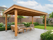 Douglas Overkapping Op Maat 460 x 270 cm met Zwarte Rabatwanden en Glazen Schuifwanden – 460x270
