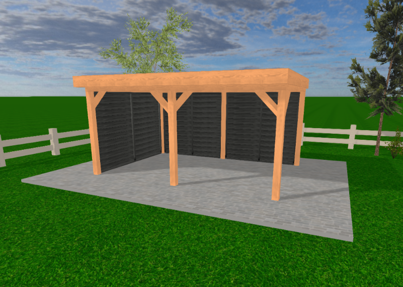 Douglas Overkapping 500 x 350 cm met Achterwand en Zijwand naar Keuze