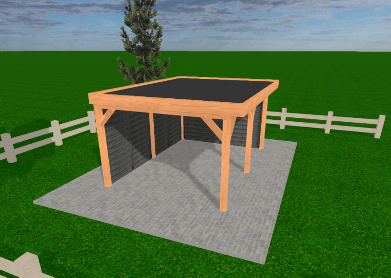 Douglas Overkapping 500 x 350 cm met Achterwand en Zijwand naar Keuze