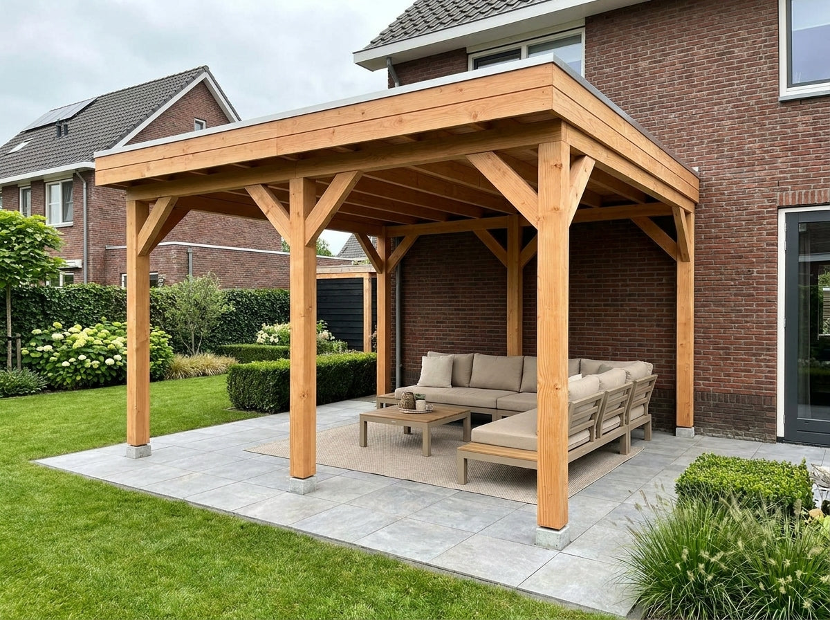 Douglas houten overkapping plat dak Sublime YARD Outdoor 400x400