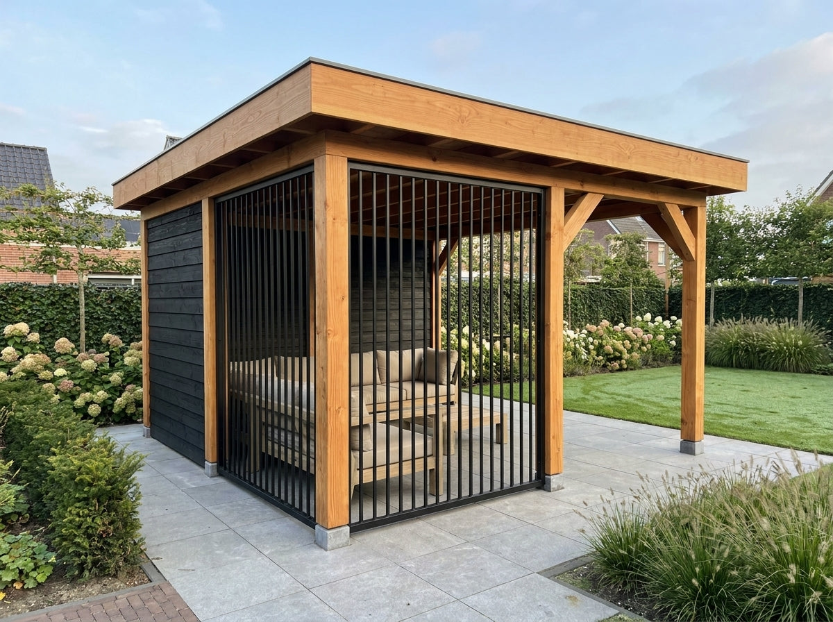 Douglas houten overkapping plat dak Sublime YARD Outdoor 400x400