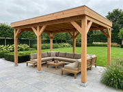 Douglas houten overkapping plat dak Sublime YARD Outdoor 500x300 – Met Zweeds rabatwanden