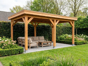 Douglas houten overkapping plat dak Sublime YARD Outdoor 500x300 – Met Zweeds rabatwanden