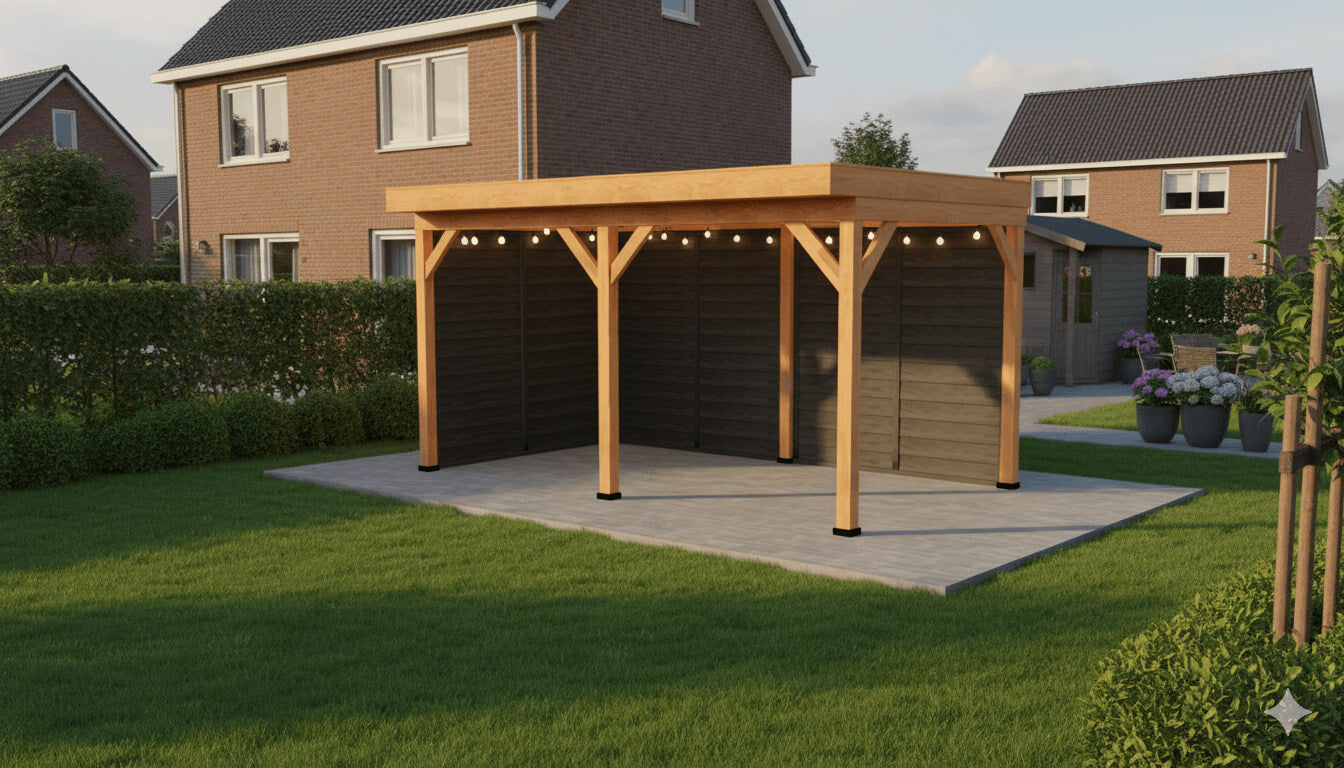 Douglas houten overkapping plat dak Grandiose YARD Outdoor 500x270
