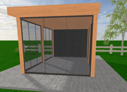 Douglas Overkapping Op Maat 460 x 270 cm met Zwarte Rabatwanden en Glazen Schuifwanden