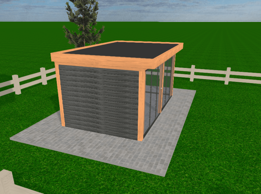 Douglas Overkapping Op Maat 460 x 270 cm met Zwarte Rabatwanden en Glazen Schuifwanden