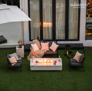 Elementi Athens Bianco White – brede buitenopstelling met vlam