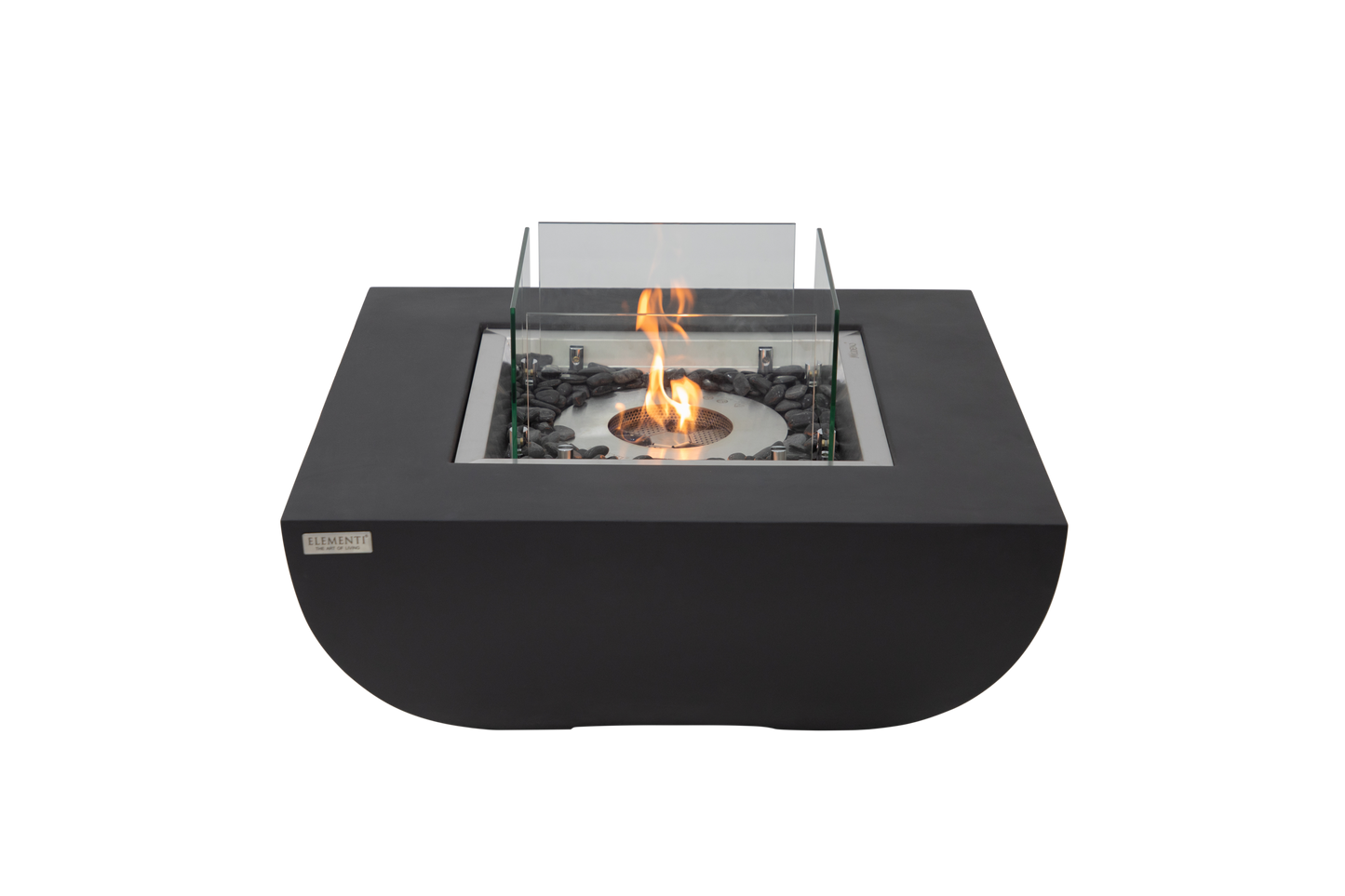 Elementi Aurora bio-ethanol vuurtafel Matte Black met vlam