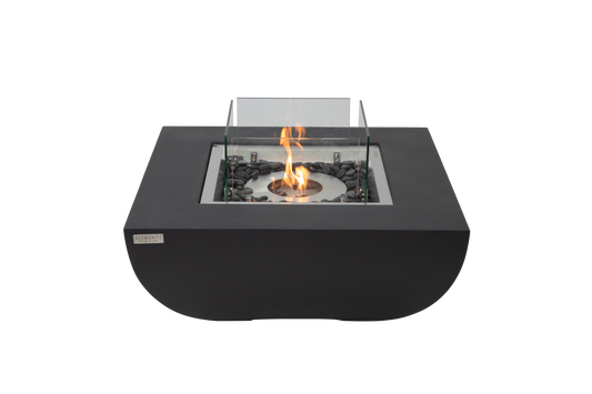 Elementi Aurora bio-ethanol vuurtafel Matte Black met vlam